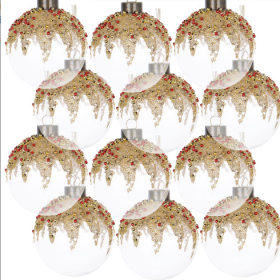D3 Christmas Ball Ornaments, Glass Decorative Hanging Ball Christmas Tree Ornaments For Holiday Party Decorations, Set Of 12 (Option: Multi)