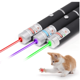 3 Packs 900Mile Laser Pointer Pen Green Blue Red Light Visible Beam Lazer (Color: black)